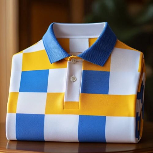 Men's Classic Business Check Plaid Short Sleeve Button Polo Shirt