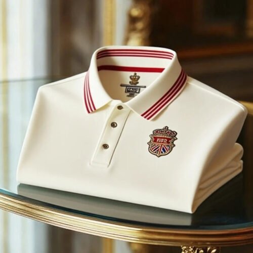 Men's Retro Business Stripe Print Cotton Blend Short Sleeve Polo