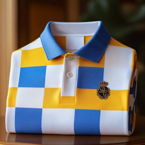Men's Classic Business Check Pattern Short Sleeve Button Polo Shirt