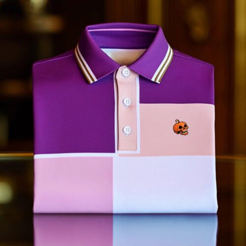 Men's Business Casual Artistic Geometric Block Short Sleeve Polo Shirt