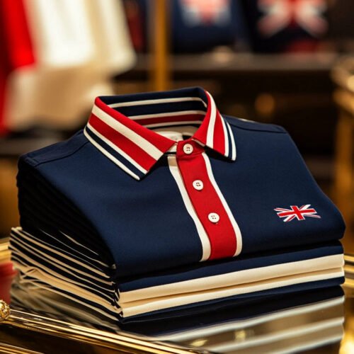 Men's Business Union Jack Short Sleeve Performance Polyester Polo Shirt