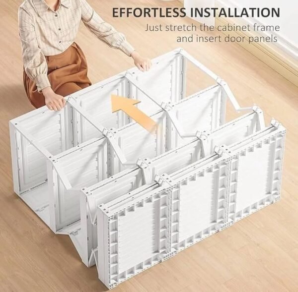 Portable Wardrobe Closet Organizer Large Capacity 20 Deep Plastic Armoire with Magnetic Doors