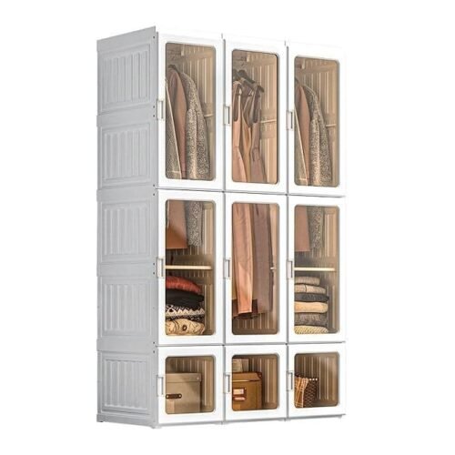 33.jpeg Portable Wardrobe Closet Organizer Large Capacity 20 Deep Plastic Armoire with Magnetic Doors