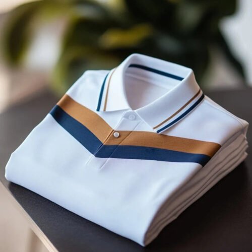 Men's Classic Business Check Logo Short Sleeve Polo Shirt