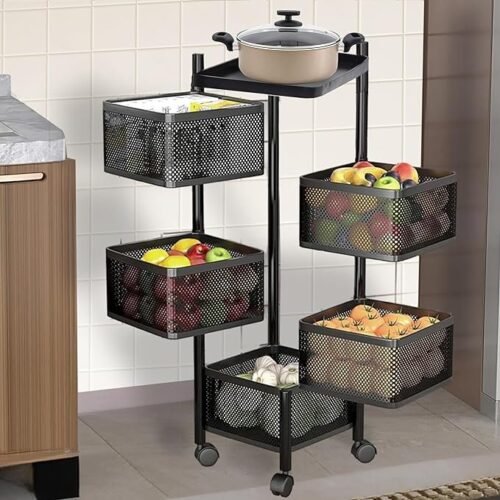 81L4TX8TrL._SX679_.jpg Kitchenwell Round Multi-Purpose Rotatable Trolley Storage