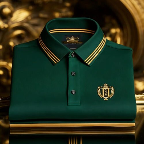 Men's Classic Business Button Short Sleeve Polo Shirt with Logo